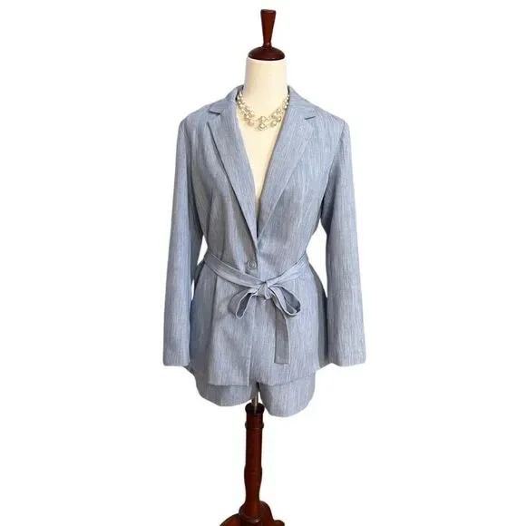 Nine West Women’s M blue Blazer & Shorts Business Set NEW - Picture 1 of 14